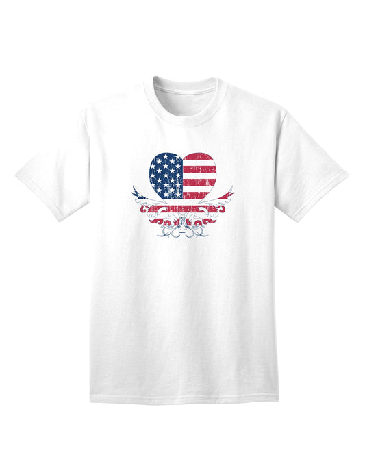 Vintage American Flag Decorative Floral Heart Adult T-Shirt-Mens T-shirts-TooLoud-White-Small-Davson Sales