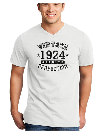 Vintage Birth Year 1924 Adult V-Neck T-shirt-Mens V-Neck T-Shirt-TooLoud-White-Small-Davson Sales