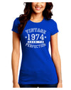 Vintage Birth Year 1974 Juniors Crew Dark T-Shirt-T-Shirts Juniors Tops-TooLoud-Royal-Blue-Juniors Fitted Small-Davson Sales