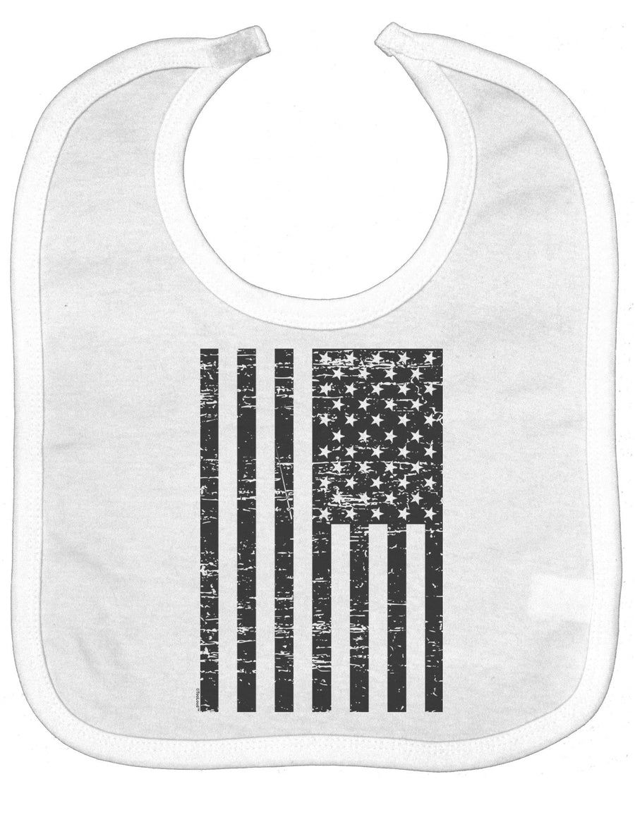 Vintage Black and White USA Flag Baby Bib