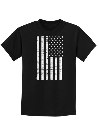 Vintage Black and White USA Flag Childrens Dark T-Shirt-Childrens T-Shirt-TooLoud-Black-X-Small-Davson Sales