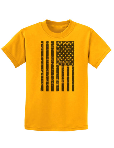 Vintage Black and White USA Flag Childrens T-Shirt-Childrens T-Shirt-TooLoud-Gold-X-Small-Davson Sales