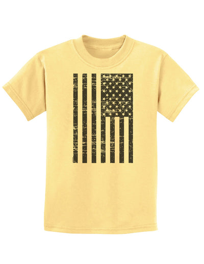 Vintage Black and White USA Flag Childrens T-Shirt-Childrens T-Shirt-TooLoud-Daffodil-Yellow-X-Small-Davson Sales