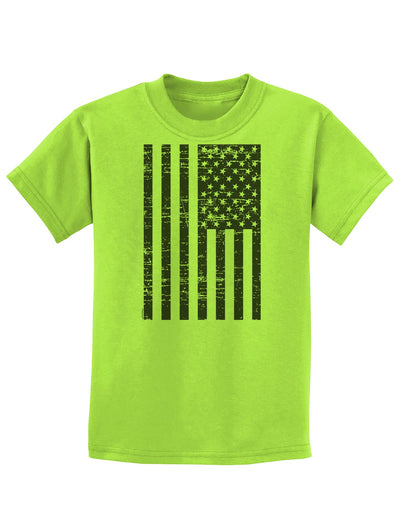 Vintage Black and White USA Flag Childrens T-Shirt-Childrens T-Shirt-TooLoud-Lime-Green-X-Small-Davson Sales