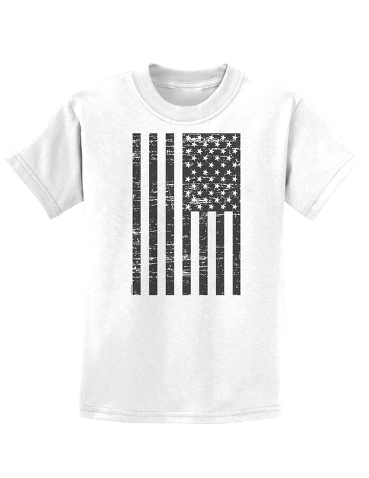 Vintage Black and White USA Flag Childrens T-Shirt-Childrens T-Shirt-TooLoud-White-X-Small-Davson Sales