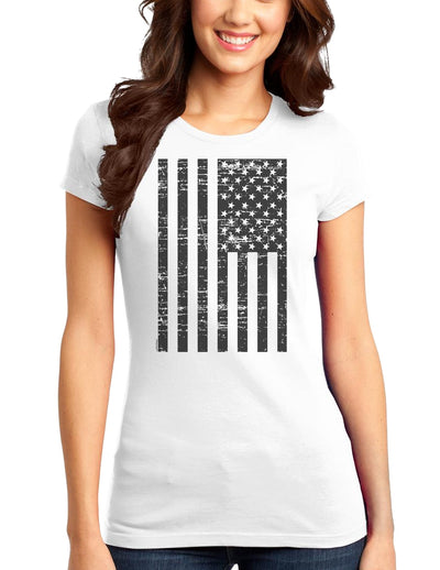 Vintage Black and White USA Flag Juniors T-Shirt-Womens Juniors T-Shirt-TooLoud-White-Small-Davson Sales