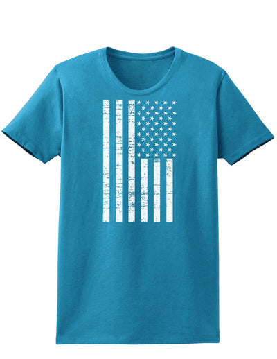 Vintage Black and White USA Flag Womens Dark T-Shirt-TooLoud-Turquoise-X-Small-Davson Sales