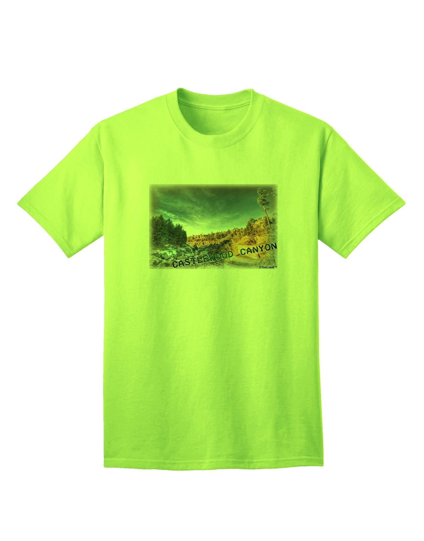 Vintage Castlewood Canyon Photographic Print Adult T-Shirt - A Nostalgic Apparel Collection-Mens T-shirts-TooLoud-Neon-Green-Small-Davson Sales