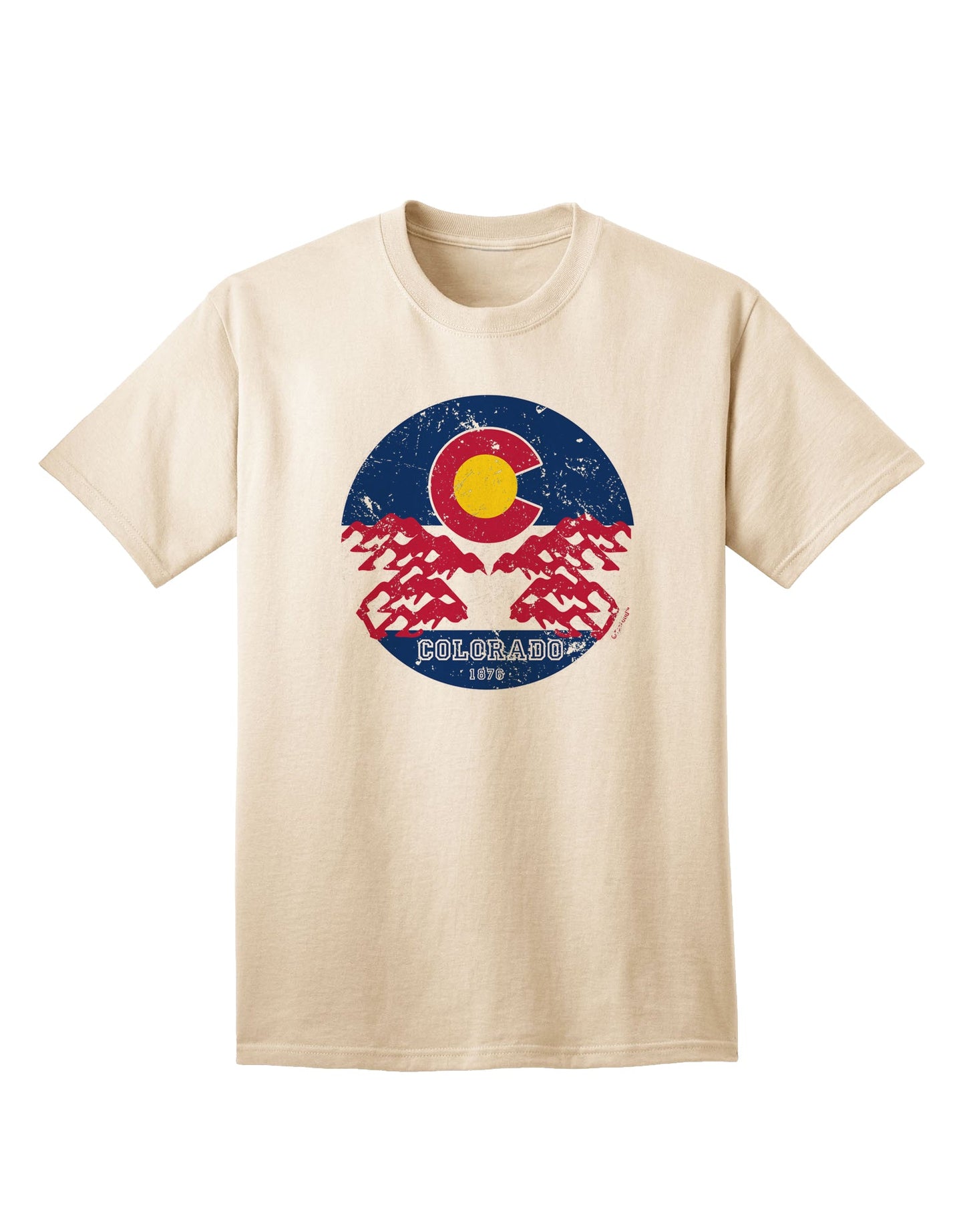 Vintage Colorado Emblem Flag Adult T-Shirt with a Grunge Twist-Mens T-shirts-TooLoud-Natural-Small-Davson Sales