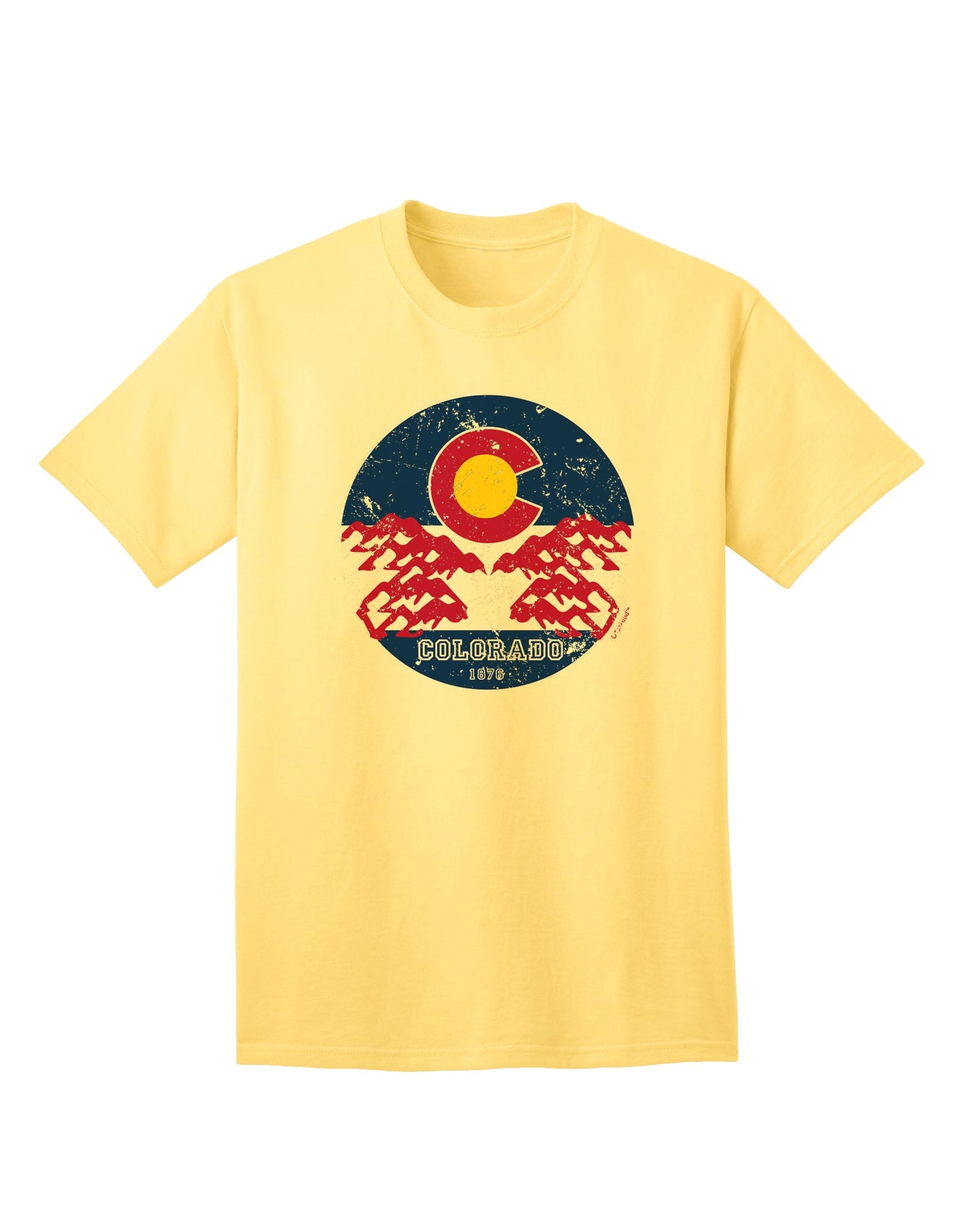 Vintage Colorado Emblem Flag Adult T-Shirt with a Grunge Twist-Mens T-shirts-TooLoud-Yellow-Small-Davson Sales