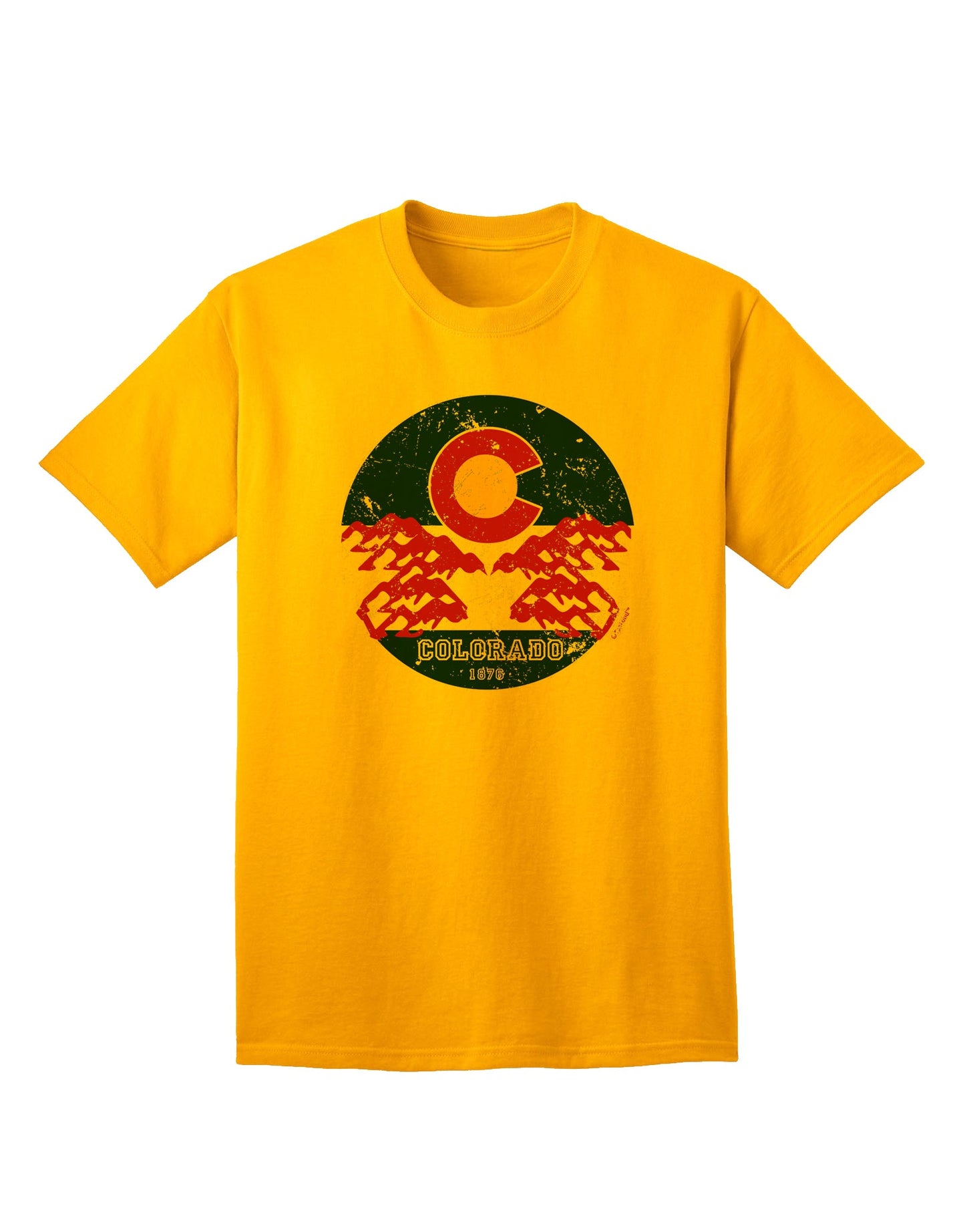 Vintage Colorado Emblem Flag Adult T-Shirt with a Grunge Twist-Mens T-shirts-TooLoud-Gold-Small-Davson Sales