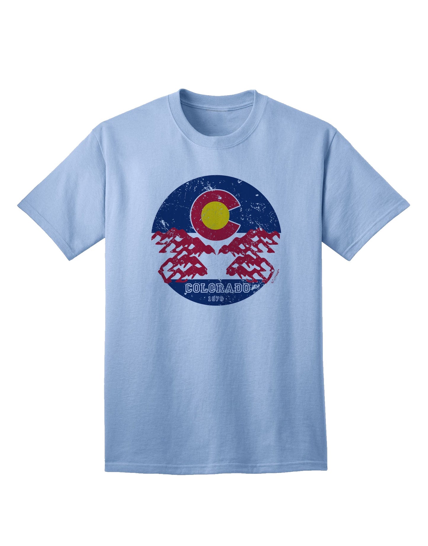 Vintage Colorado Emblem Flag Adult T-Shirt with a Grunge Twist-Mens T-shirts-TooLoud-Light-Blue-Small-Davson Sales