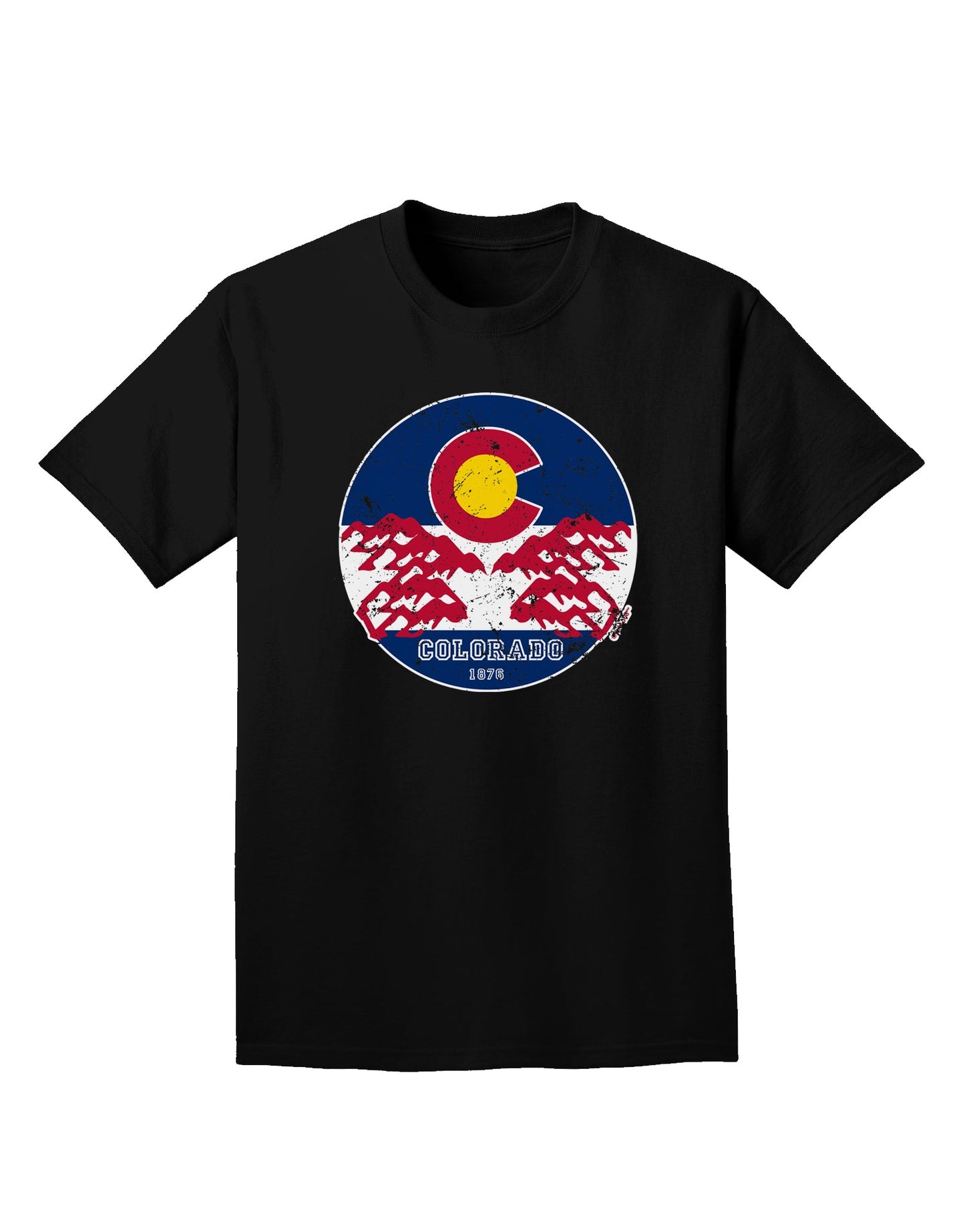Vintage Colorado Emblem Flag Adult T-Shirt with a Grunge Twist-Mens T-shirts-TooLoud-Black-Small-Davson Sales