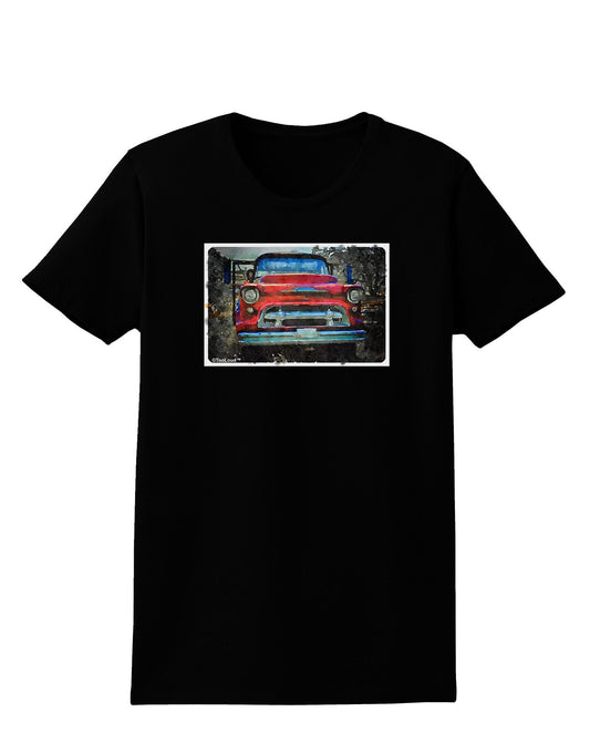 Vintage Truck Watercolor Womens Dark T-Shirt-TooLoud-Black-X-Small-Davson Sales