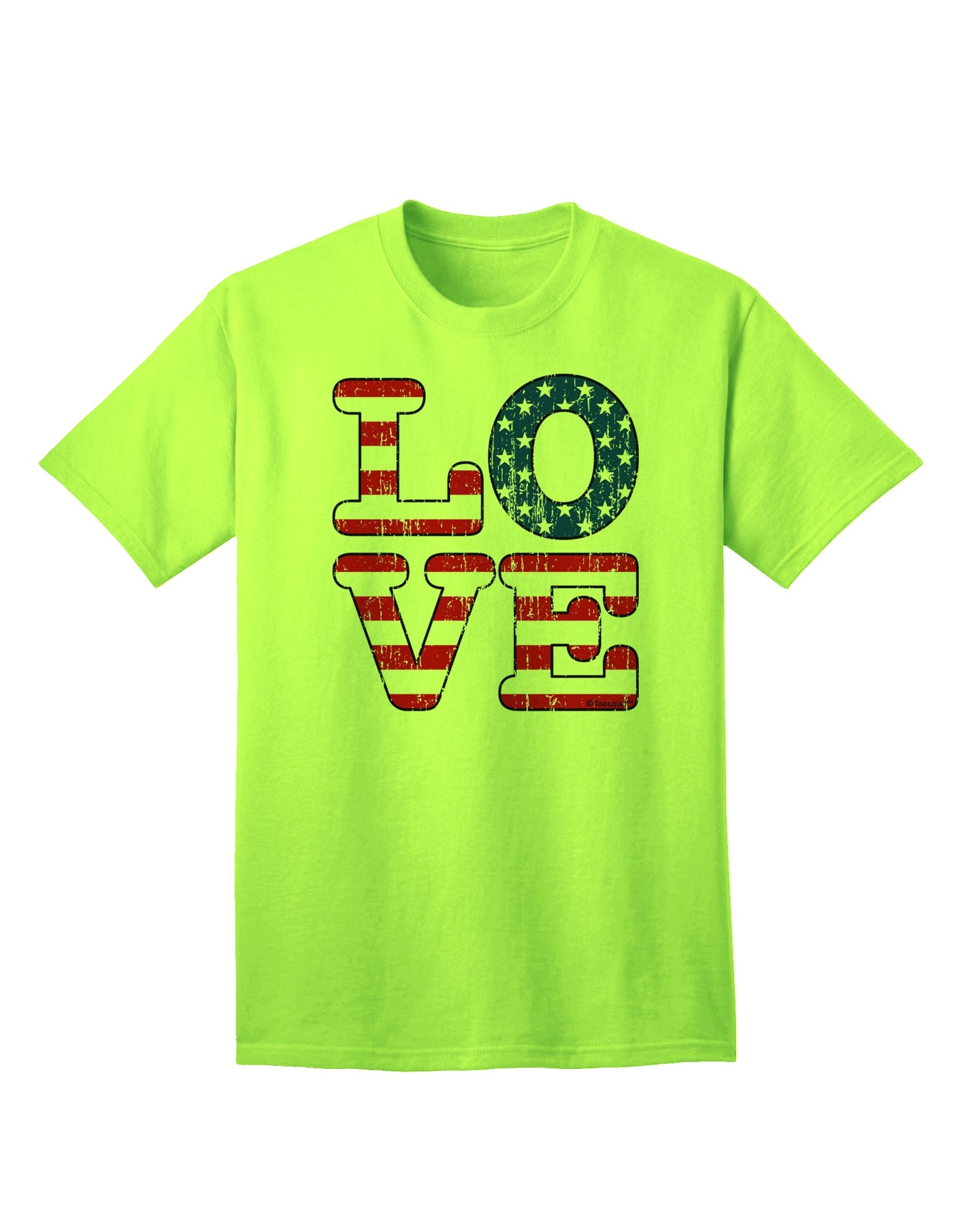 Vintage-inspired American Love Design - Distressed Adult T-Shirt offered by TooLoud-Mens T-shirts-TooLoud-Neon-Green-Small-Davson Sales