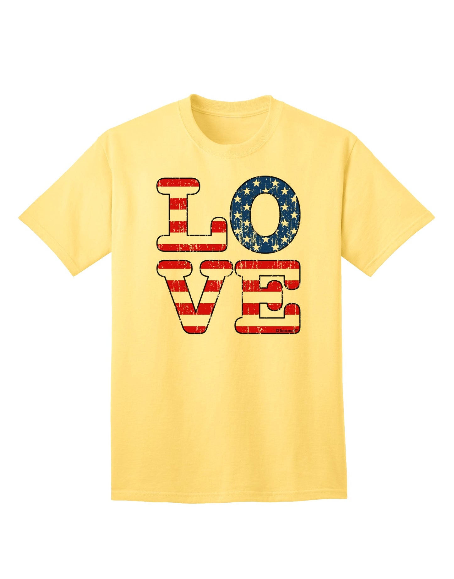 Vintage-inspired American Love Design - Distressed Adult T-Shirt offered by TooLoud-Mens T-shirts-TooLoud-Yellow-Small-Davson Sales