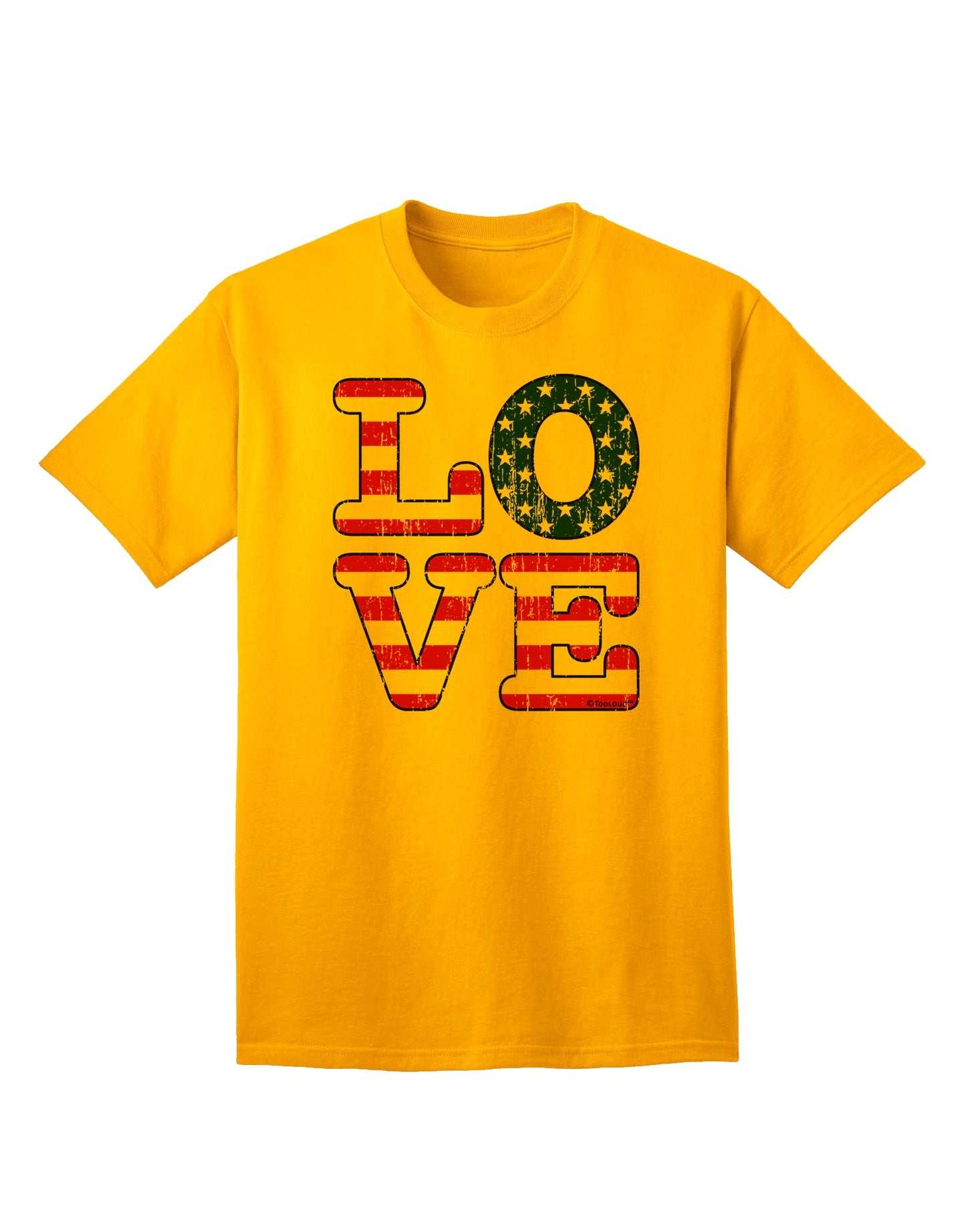 Vintage-inspired American Love Design - Distressed Adult T-Shirt offered by TooLoud-Mens T-shirts-TooLoud-Gold-Small-Davson Sales