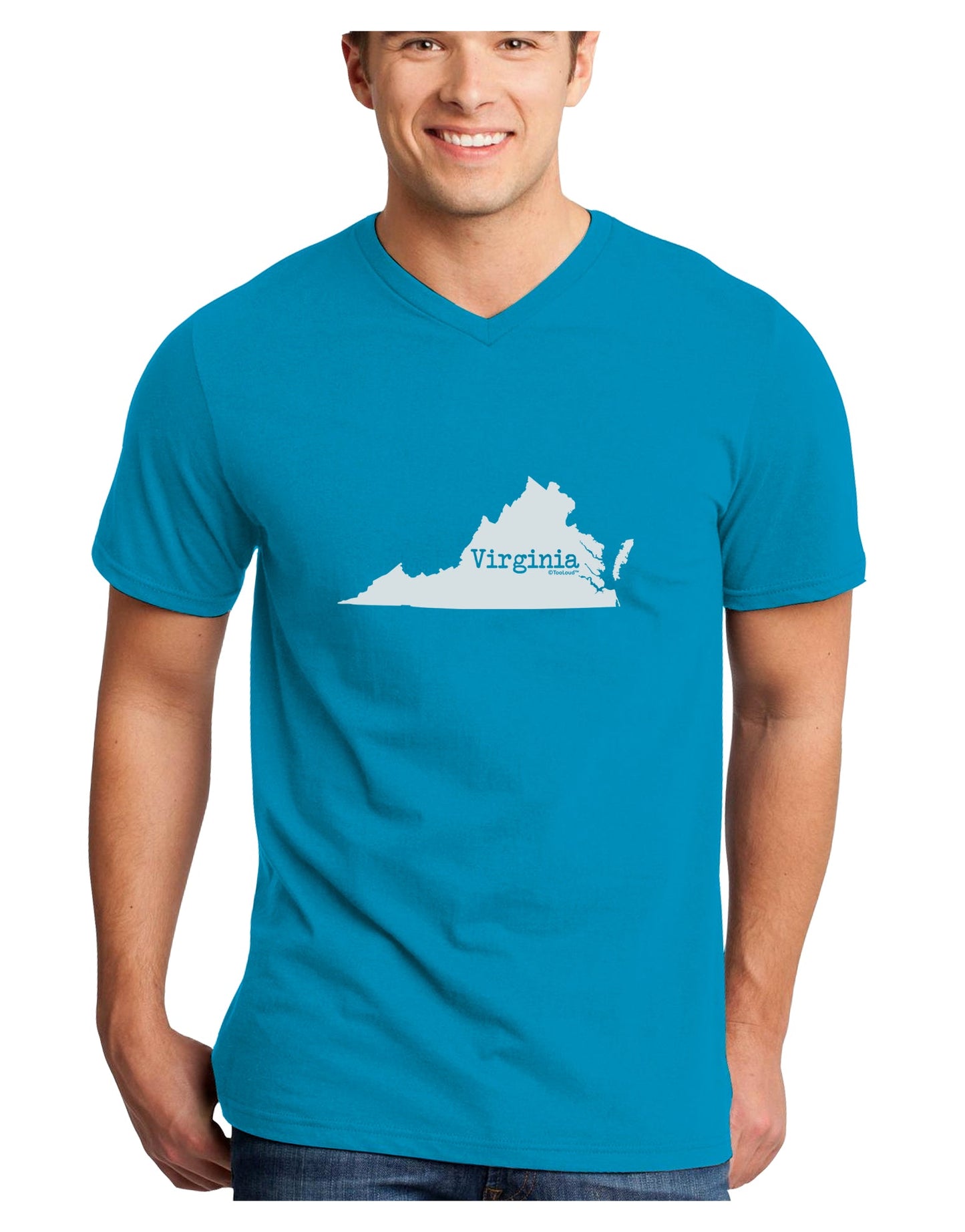 Virginia - United States Shape Adult Dark V-Neck T-Shirt by TooLoud-Mens V-Neck T-Shirt-TooLoud-Turquoise-Small-Davson Sales