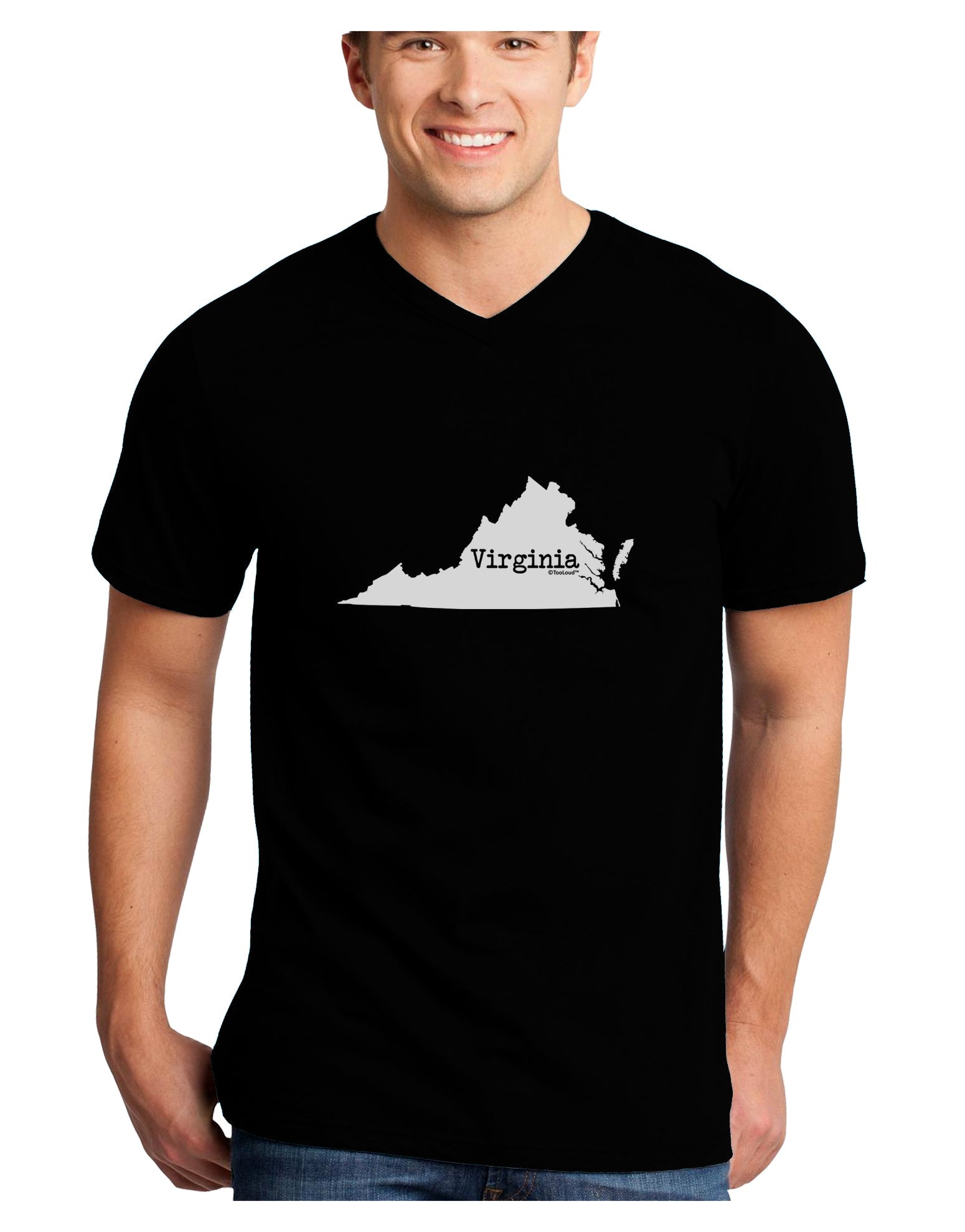 Virginia - United States Shape Adult Dark V-Neck T-Shirt by TooLoud-Mens V-Neck T-Shirt-TooLoud-Black-Small-Davson Sales