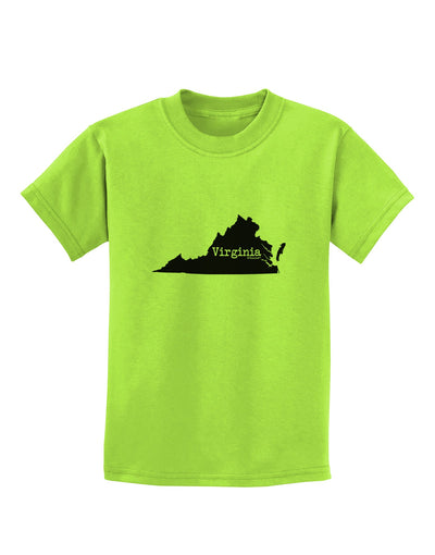 Virginia - United States Shape Childrens T-Shirt by TooLoud-Childrens T-Shirt-TooLoud-Lime-Green-X-Small-Davson Sales