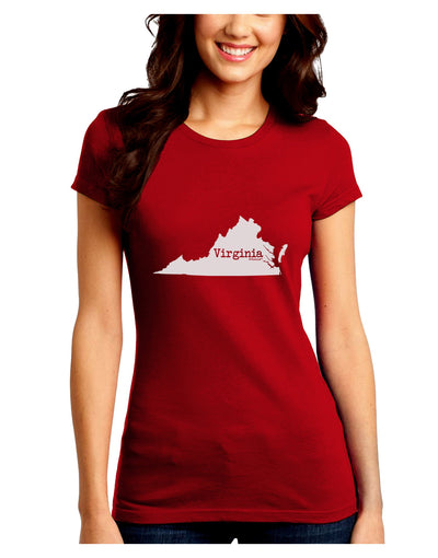 Virginia - United States Shape Juniors Crew Dark T-Shirt by TooLoud-T-Shirts Juniors Tops-TooLoud-Red-Juniors Fitted Small-Davson Sales