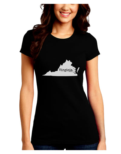 Virginia - United States Shape Juniors Crew Dark T-Shirt by TooLoud-T-Shirts Juniors Tops-TooLoud-Black-Juniors Fitted Small-Davson Sales