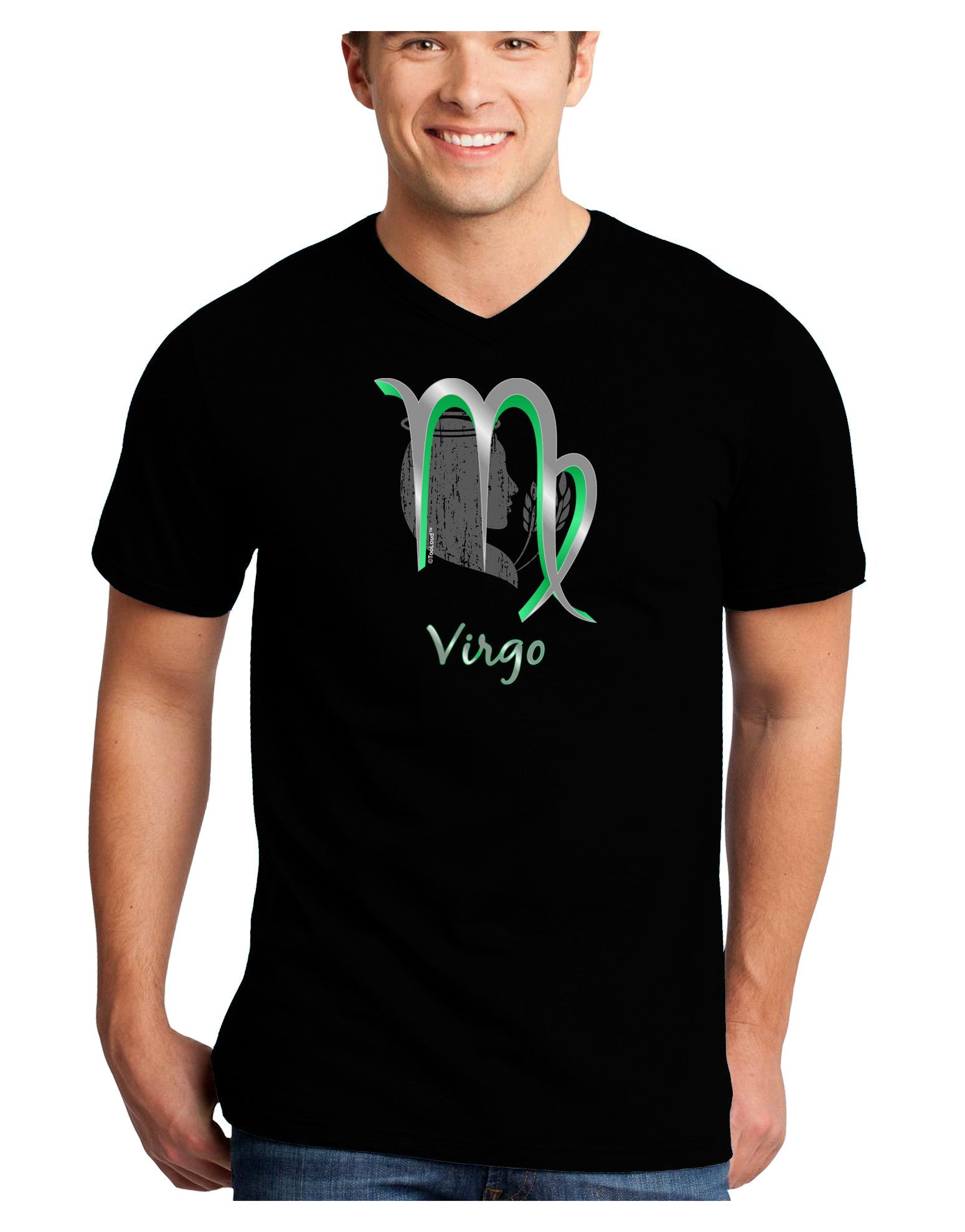 Virgo Symbol Adult Dark V-Neck T-Shirt-TooLoud-Black-Small-Davson Sales