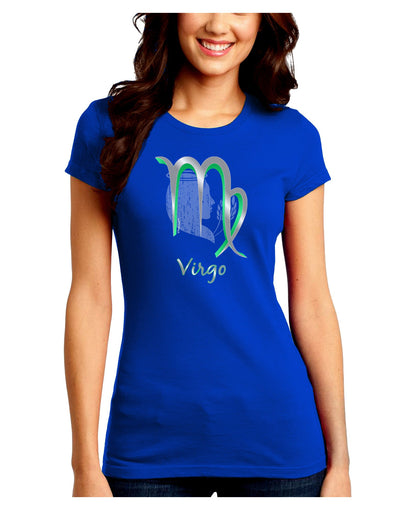 Virgo Symbol Juniors Petite Crew Dark T-Shirt-T-Shirts Juniors Tops-TooLoud-Royal-Blue-Juniors Fitted Small-Davson Sales