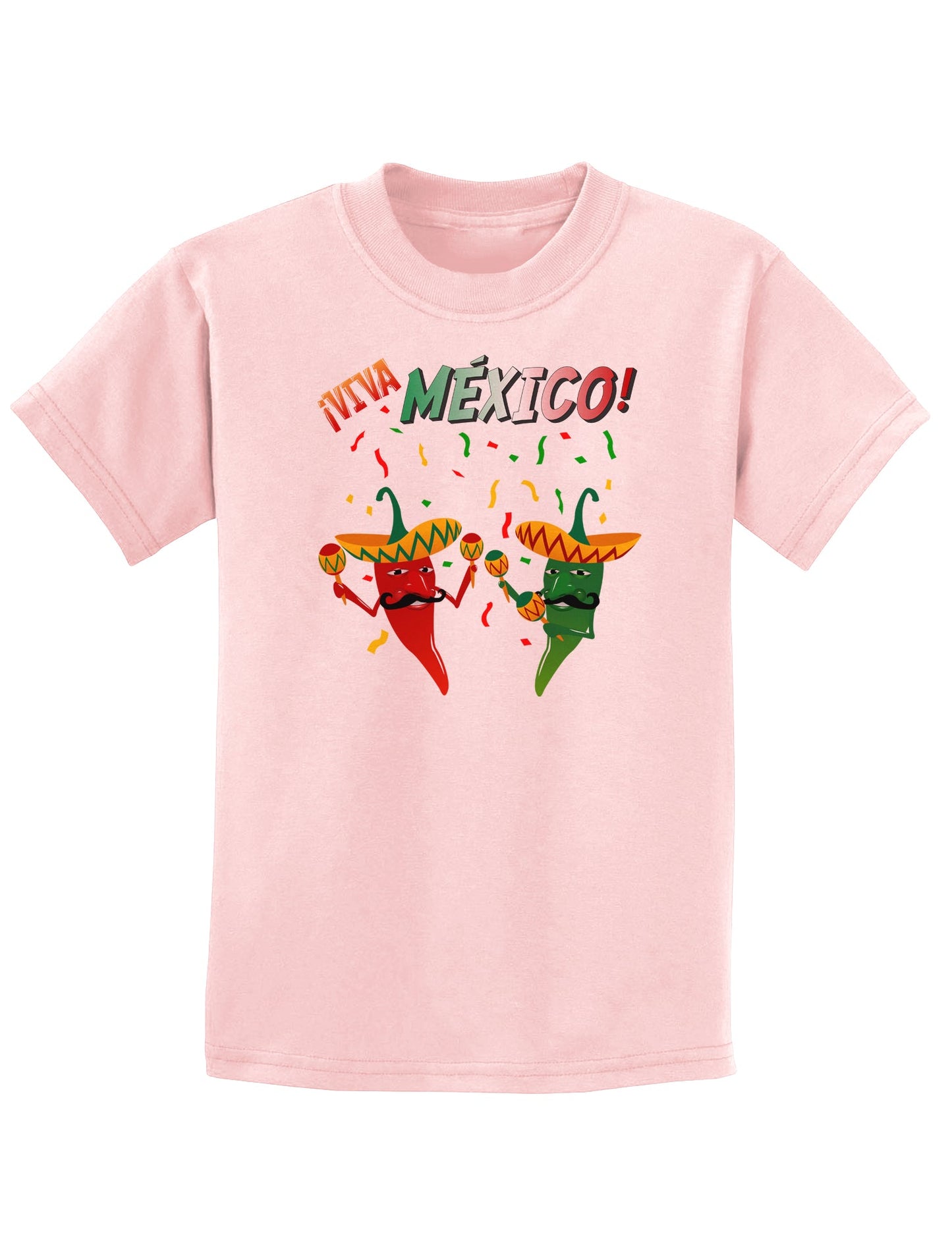 Viva Mexco Chili Peppers Childrens T-Shirt-Childrens T-Shirt-TooLoud-PalePink-X-Small-Davson Sales