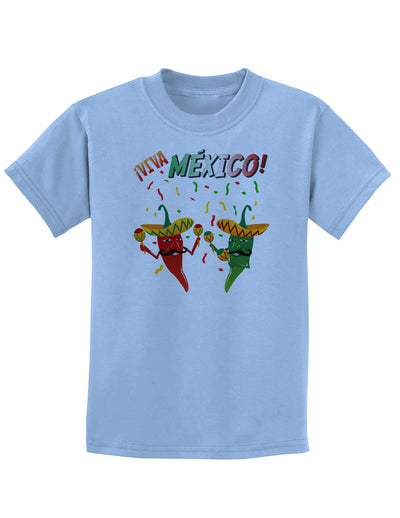 Viva Mexco Chili Peppers Childrens T-Shirt-Childrens T-Shirt-TooLoud-Light-Blue-X-Small-Davson Sales