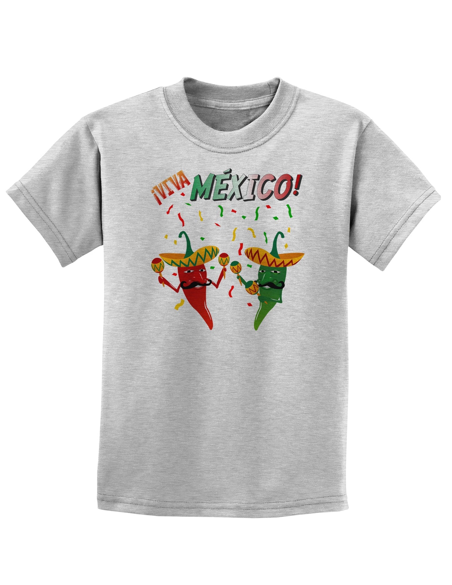 Viva Mexco Chili Peppers Childrens T-Shirt-Childrens T-Shirt-TooLoud-AshGray-X-Small-Davson Sales