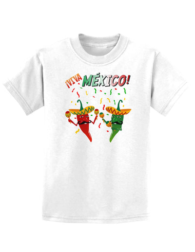 Viva Mexco Chili Peppers Childrens T-Shirt-Childrens T-Shirt-TooLoud-White-X-Small-Davson Sales