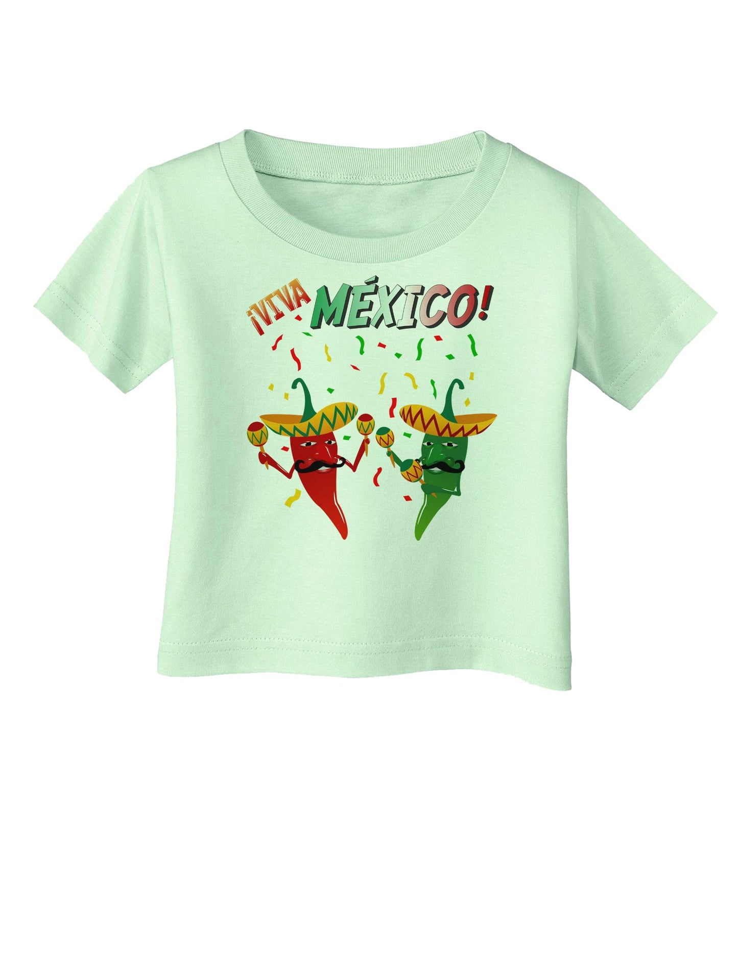Viva Mexco Chili Peppers Infant T-Shirt-Infant T-Shirt-TooLoud-Light-Green-06-Months-Davson Sales