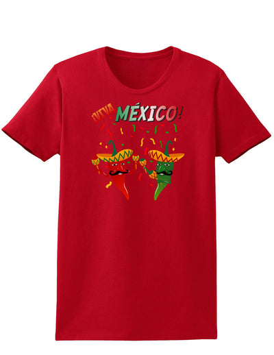 Viva Mexco Chili Peppers Womens Dark T-Shirt-TooLoud-Red-X-Small-Davson Sales