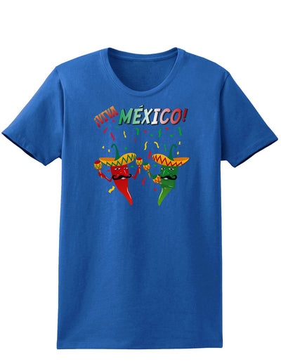 Viva Mexco Chili Peppers Womens Dark T-Shirt-TooLoud-Royal-Blue-X-Small-Davson Sales