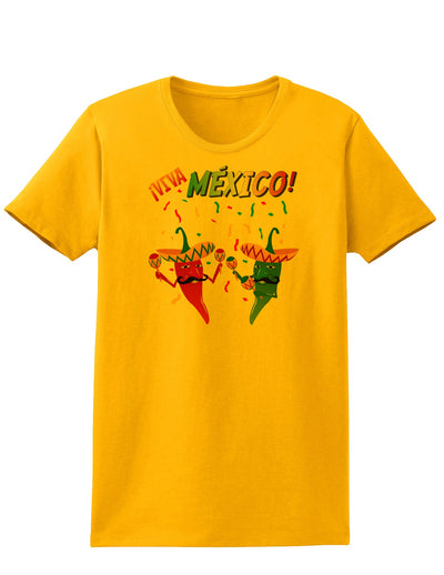 Viva Mexco Chili Peppers Womens T-Shirt-Womens T-Shirt-TooLoud-Gold-X-Small-Davson Sales