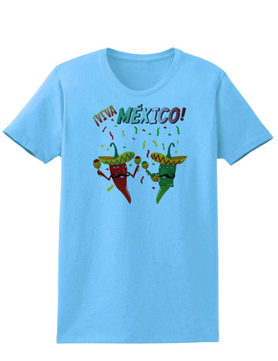 Viva Mexco Chili Peppers Womens T-Shirt-Womens T-Shirt-TooLoud-Aquatic-Blue-X-Small-Davson Sales