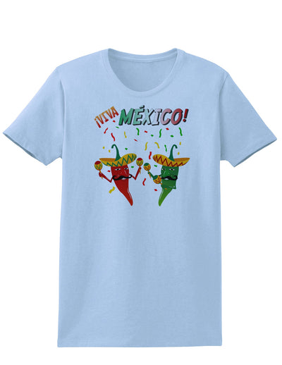 Viva Mexco Chili Peppers Womens T-Shirt-Womens T-Shirt-TooLoud-Light-Blue-X-Small-Davson Sales