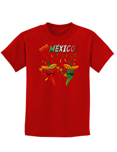 Viva Mexico Chili Peppers Childrens Dark T-Shirt-Childrens T-Shirt-TooLoud-Red-X-Small-Davson Sales