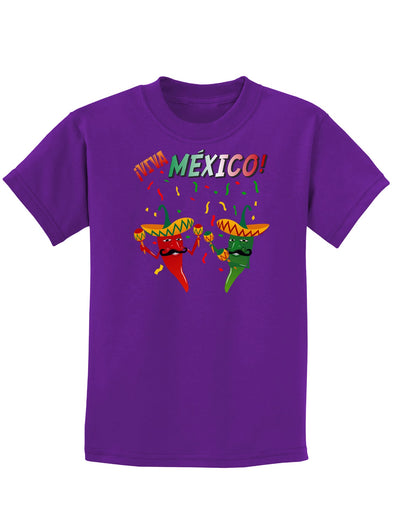 Viva Mexico Chili Peppers Childrens Dark T-Shirt-Childrens T-Shirt-TooLoud-Purple-X-Small-Davson Sales