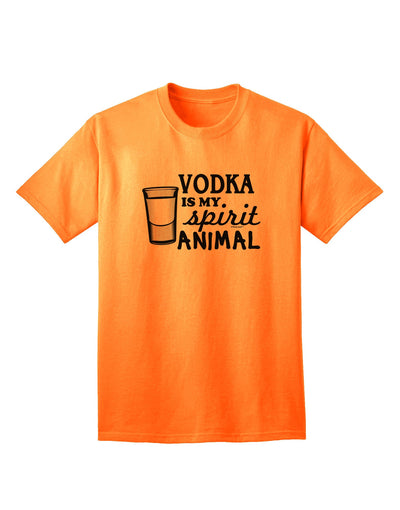 Vodka Is My Spirit Animal - Premium Adult T-Shirt for Vodka Enthusiasts-Mens T-shirts-TooLoud-Neon-Orange-Small-Davson Sales