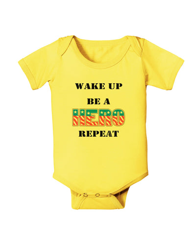 Wake Up Be A Hero Repeat Baby Romper Bodysuit by TooLoud-Baby Romper-TooLoud-Yellow-06-Months-Davson Sales