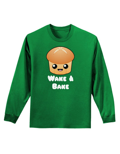 Wake and Bake Cute Roll Adult Long Sleeve Dark T-Shirt-TooLoud-Kelly-Green-Small-Davson Sales