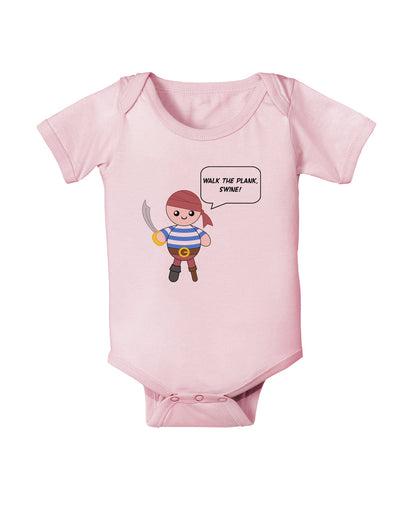 Walk the Plank Swine - Petey the Pirate Baby Romper Bodysuit-Baby Romper-TooLoud-Light-Pink-06-Months-Davson Sales