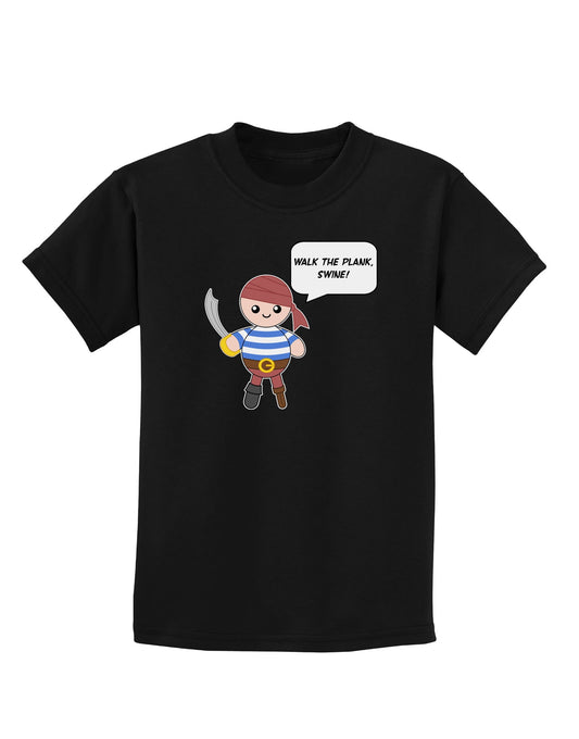 Walk the Plank Swine - Petey the Pirate Childrens Dark T-Shirt-Childrens T-Shirt-TooLoud-Black-X-Small-Davson Sales