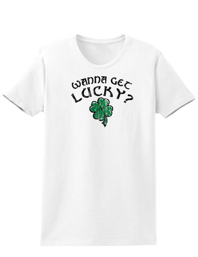 Wanna Get Lucky Adult Womens St. Patrick's Day T-Shirt-TooLoud-White-Small-Davson Sales