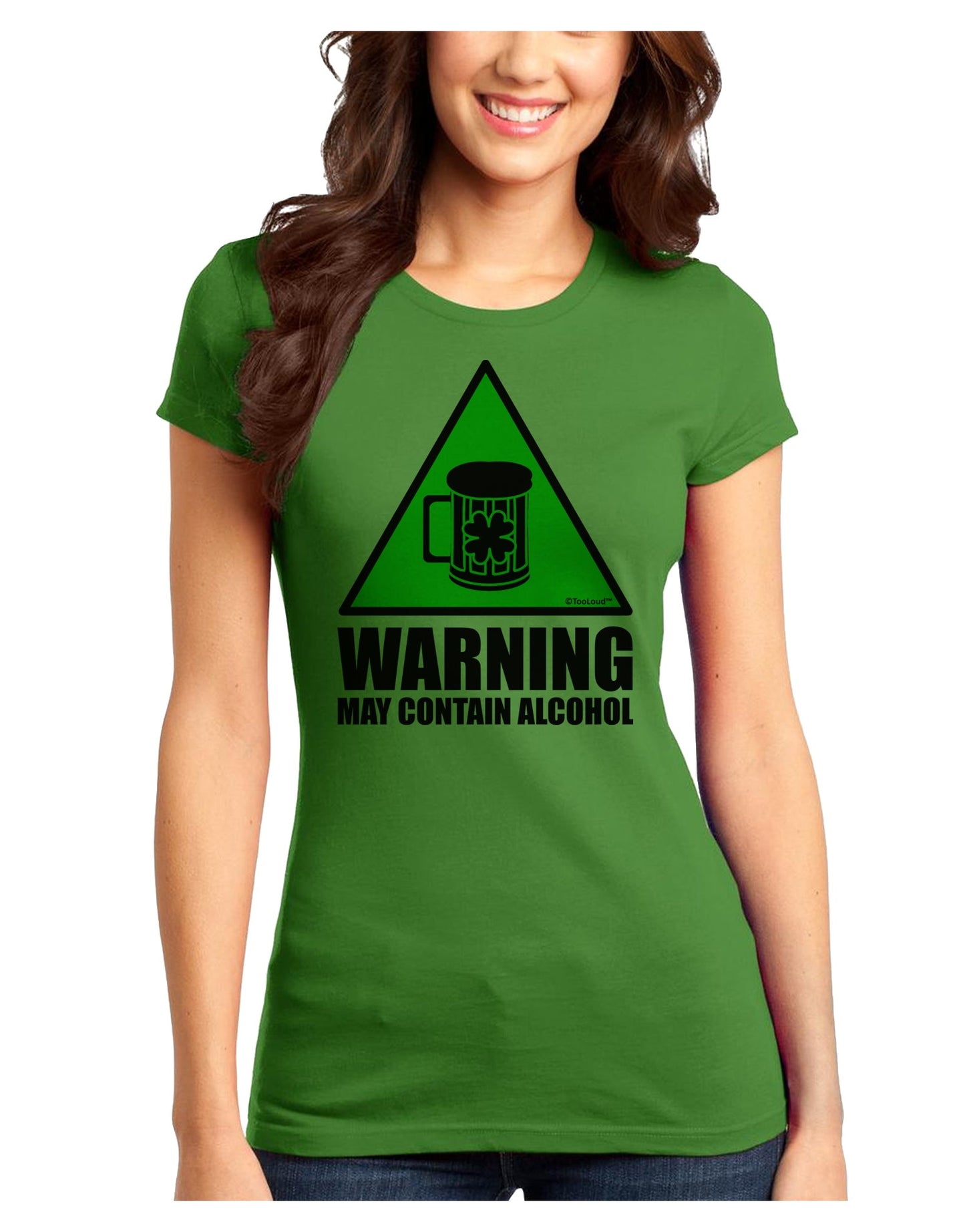 Warning May Contain Alcohol Juniors T-Shirt by TooLoud-Womens Juniors T-Shirt-TooLoud-Kiwi-Green-Juniors Fitted X-Small-Davson Sales