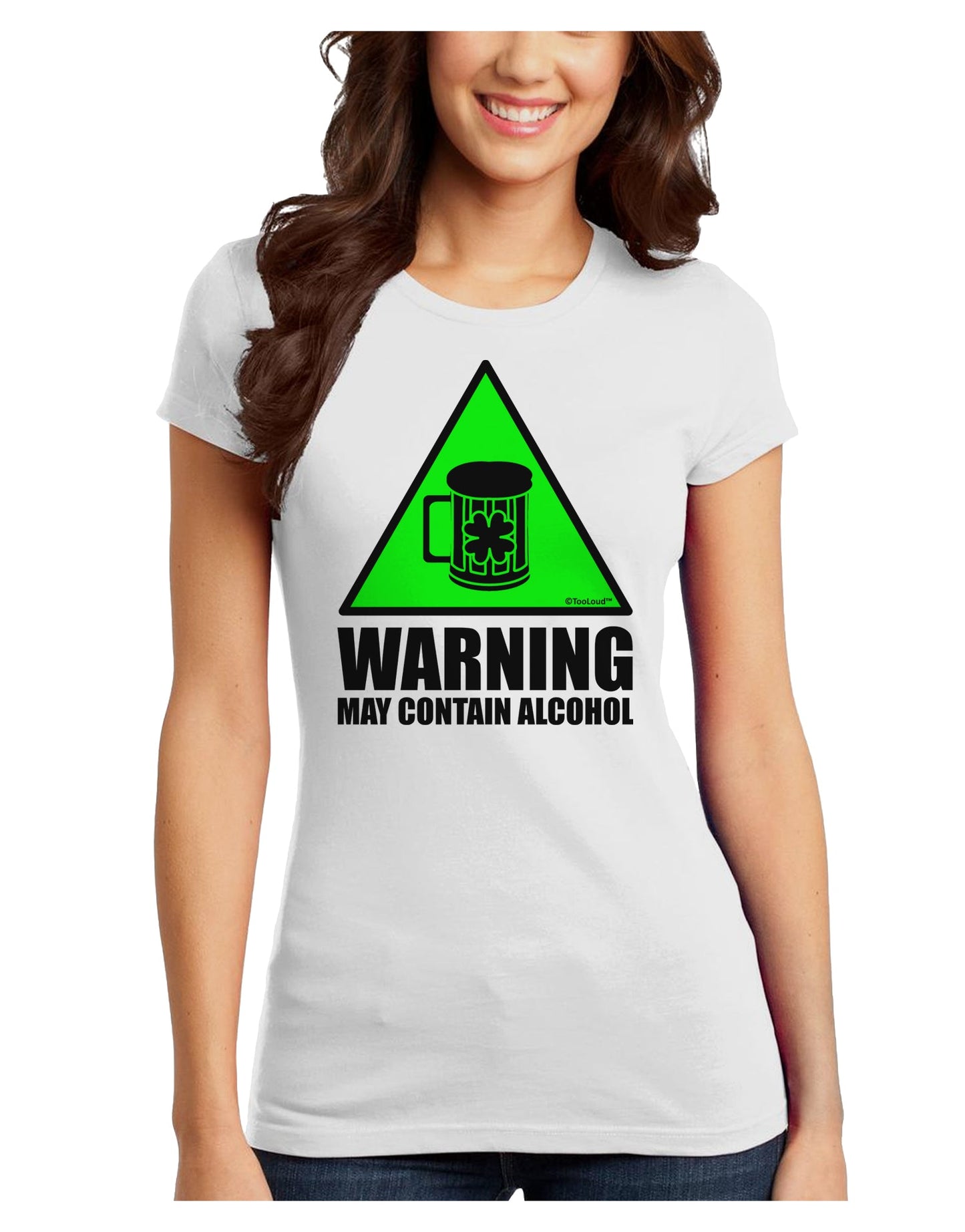 Warning May Contain Alcohol Juniors T-Shirt by TooLoud-Womens Juniors T-Shirt-TooLoud-White-Juniors Fitted X-Small-Davson Sales