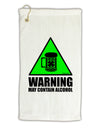 Warning May Contain Alcohol Micro Terry Gromet Golf Towel 16 x 25 inch by TooLoud-Golf Towel-TooLoud-White-Davson Sales