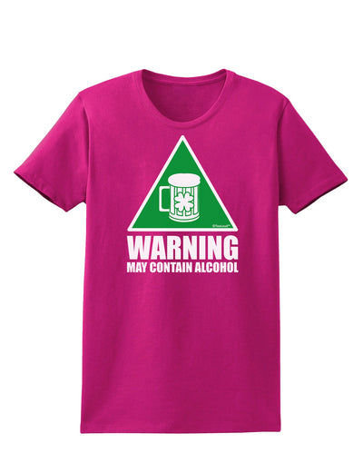 Warning May Contain Alcohol Womens Dark T-Shirt by TooLoud-Womens T-Shirt-TooLoud-Hot-Pink-Small-Davson Sales